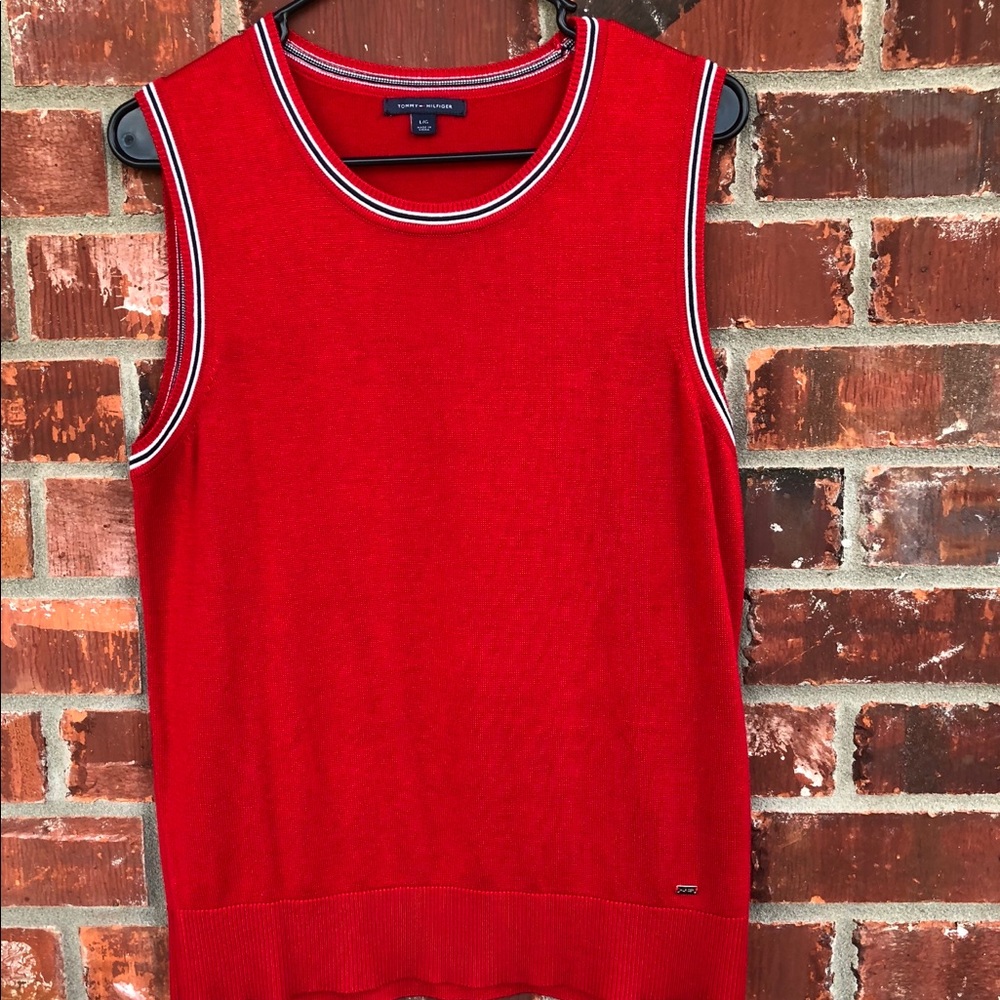 Tommy Hilfiger Red Sweater Vest Sz Lg